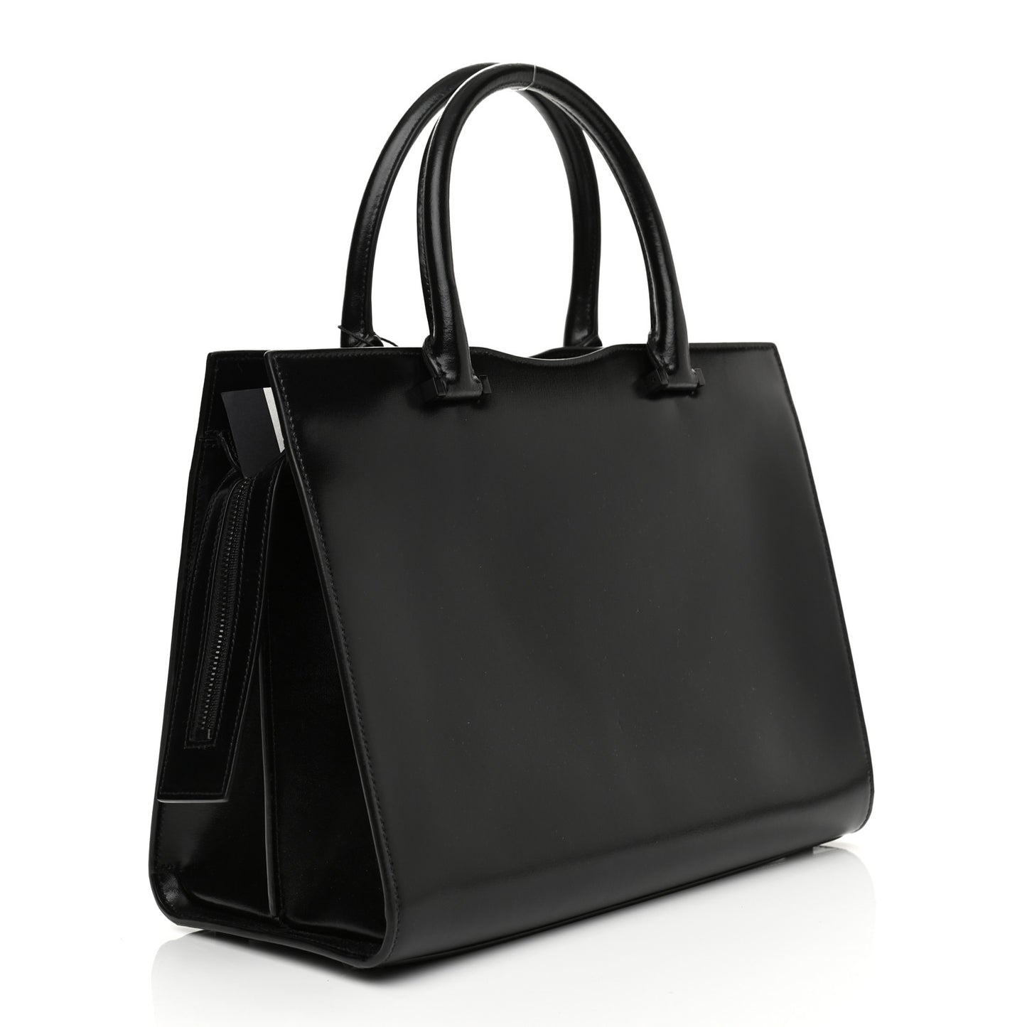 Shiny Calfskin Medium Uptown Tote Black