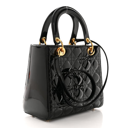 Christian Dior Patent Cannage Medium Lady Dior Black 3 of 11