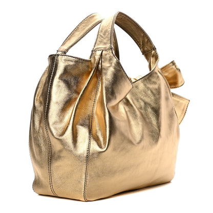 Valentino Garavani Metallic Calfskin Small Nuage Bow Hobo Gold 4 of 11