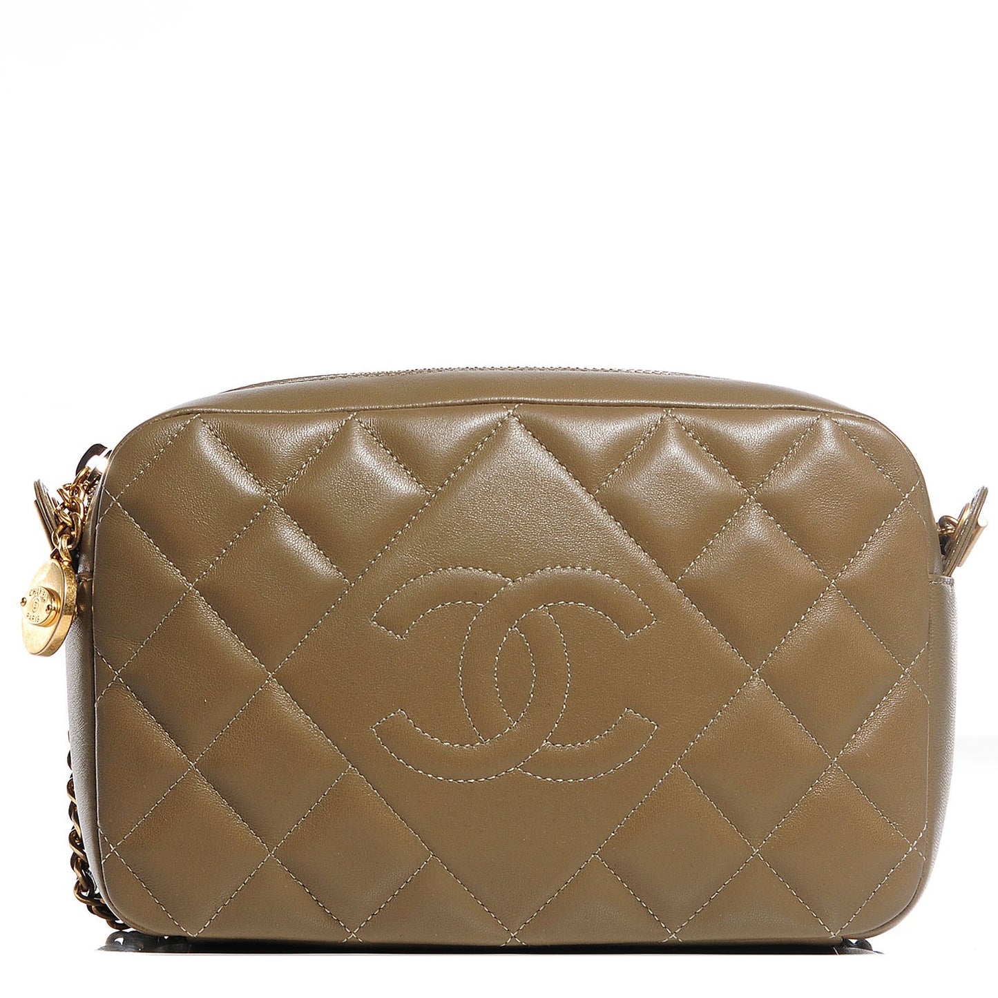 Lambskin Diamond CC Small Camera Case Khaki Clair