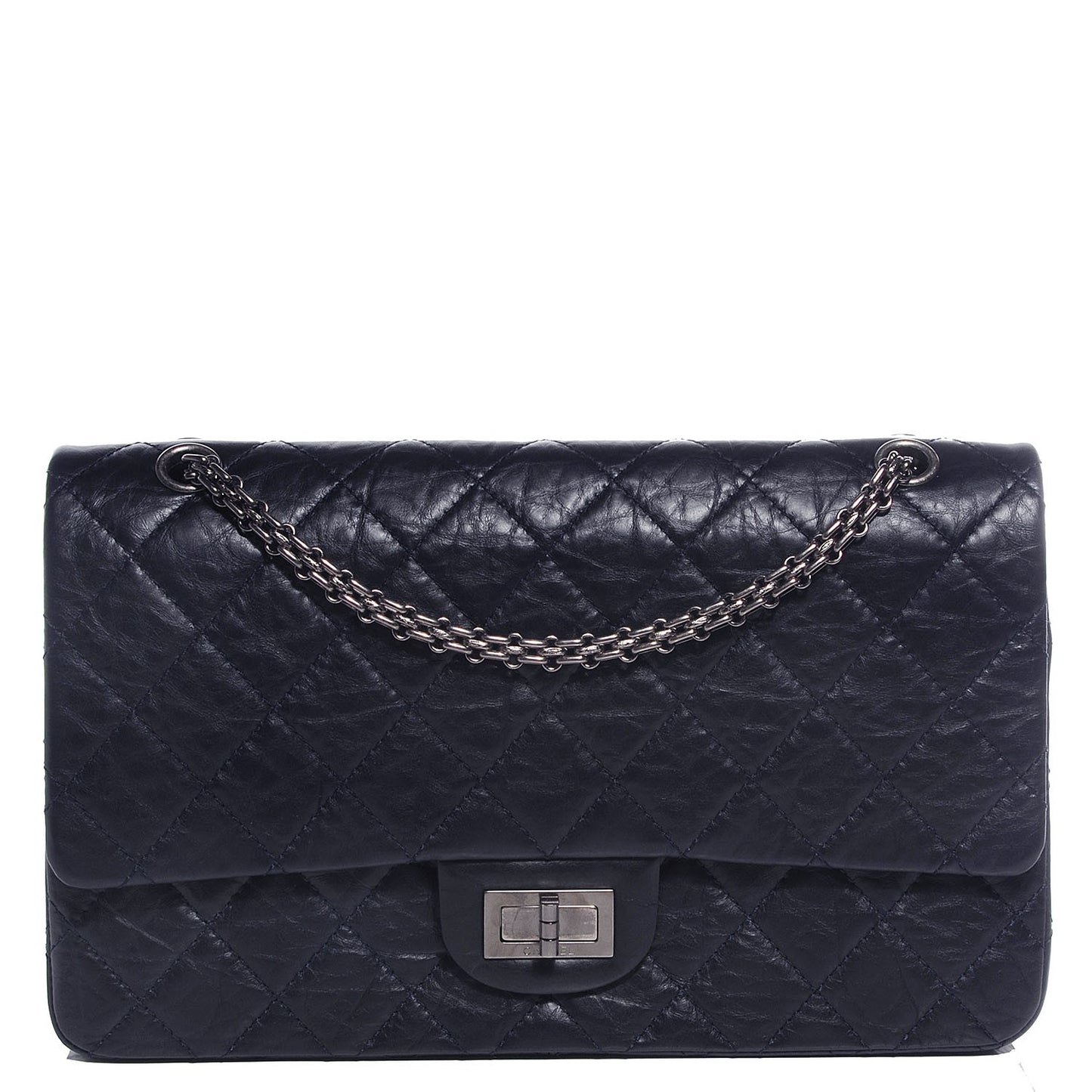 Aged Calfskin Quilted 2.55 Reissue 227 Flap Dark Navy