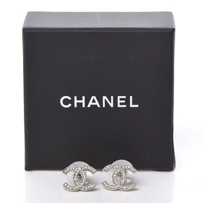 Chanel Crystal Timeless CC Earrings Silver 5 of 5