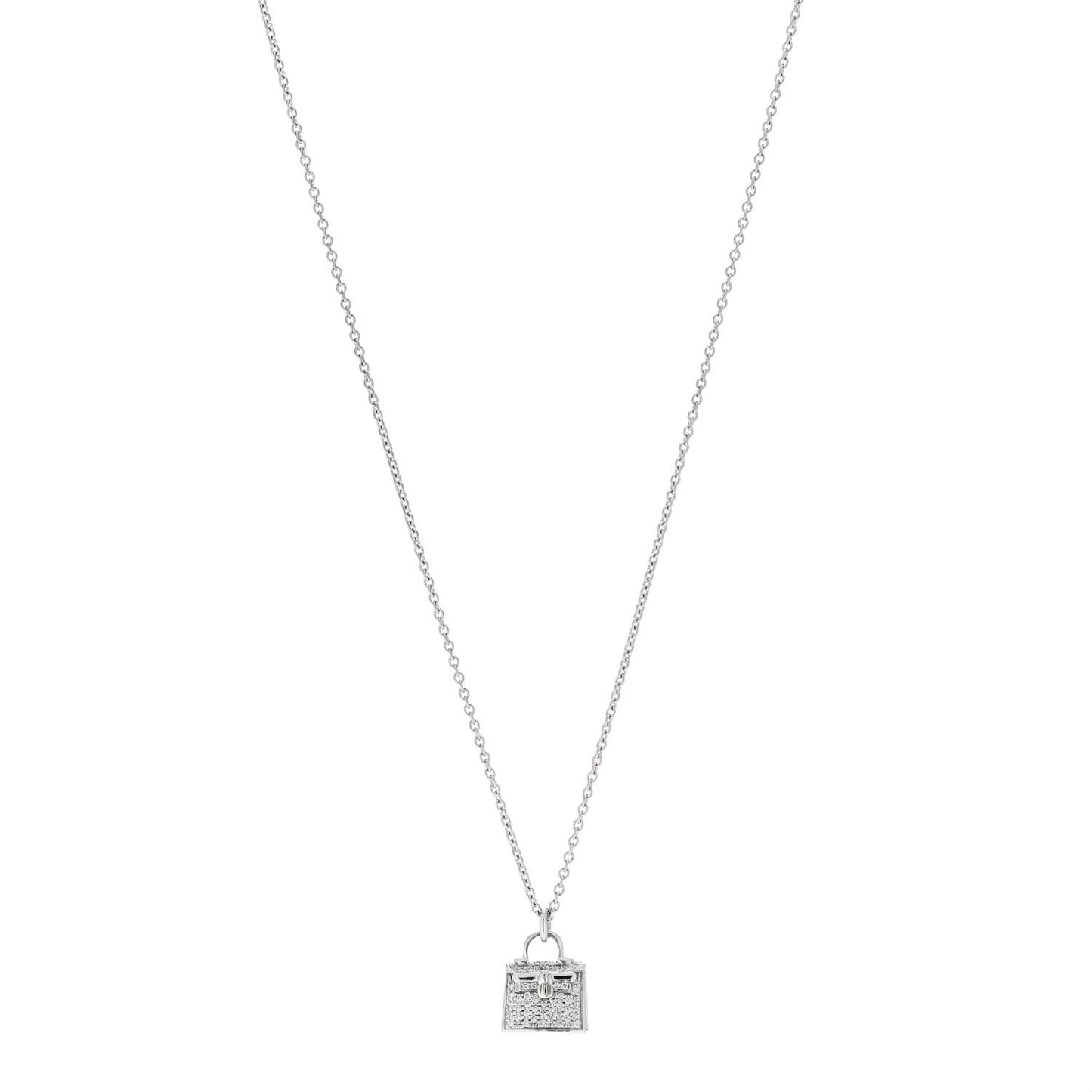 18K White Gold Diamond Kelly Amulette Pendant Necklace