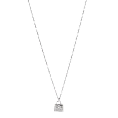 Hermes 18K White Gold Diamond Kelly Amulette Pendant Necklace 1 of 5