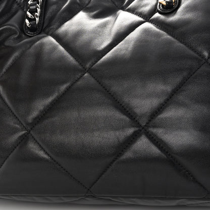Chanel Lambskin Quilted Chanel 19 East West Shopping Bag Black 11 of 11