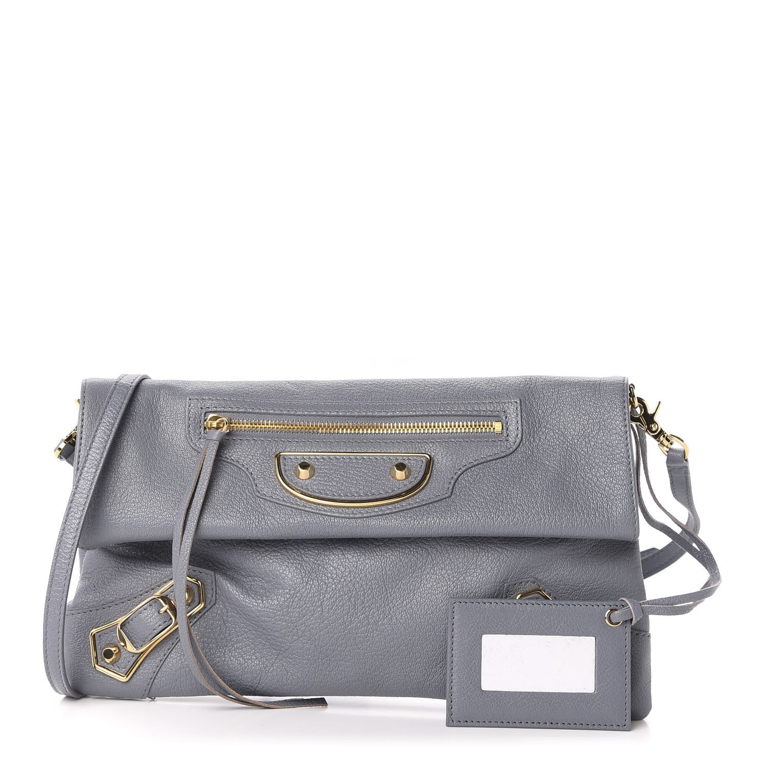 Balenciaga Chevre Gold Metallic Edge Hardware Envelope Clutch Bleu Acier 1 of 12