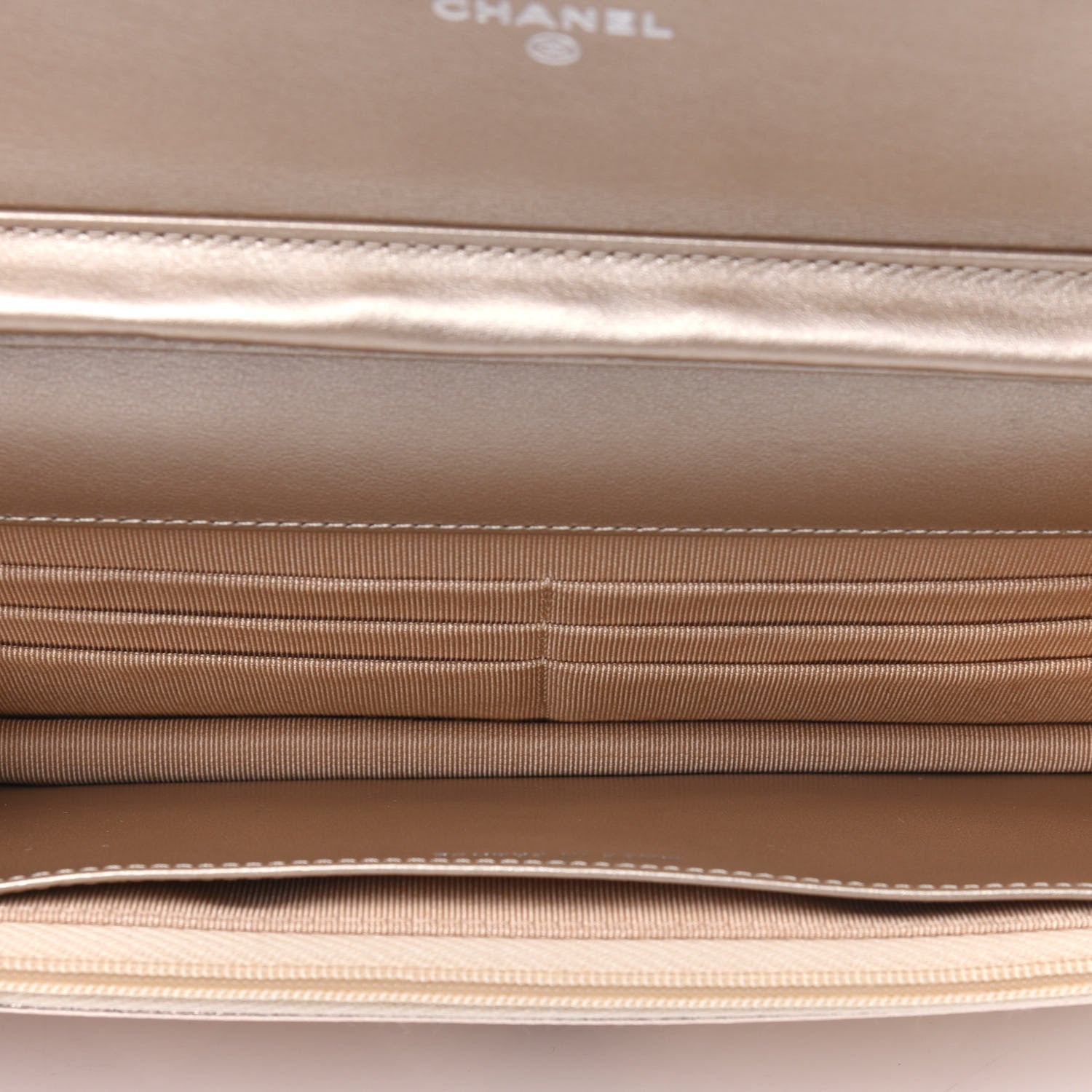 Chanel Metallic Lambskin Quilted Wallet On Chain WOC Gold Black 5 of 14