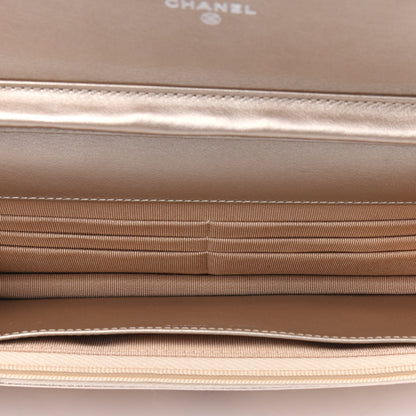 Chanel Metallic Lambskin Quilted Wallet On Chain WOC Gold Black 5 of 14