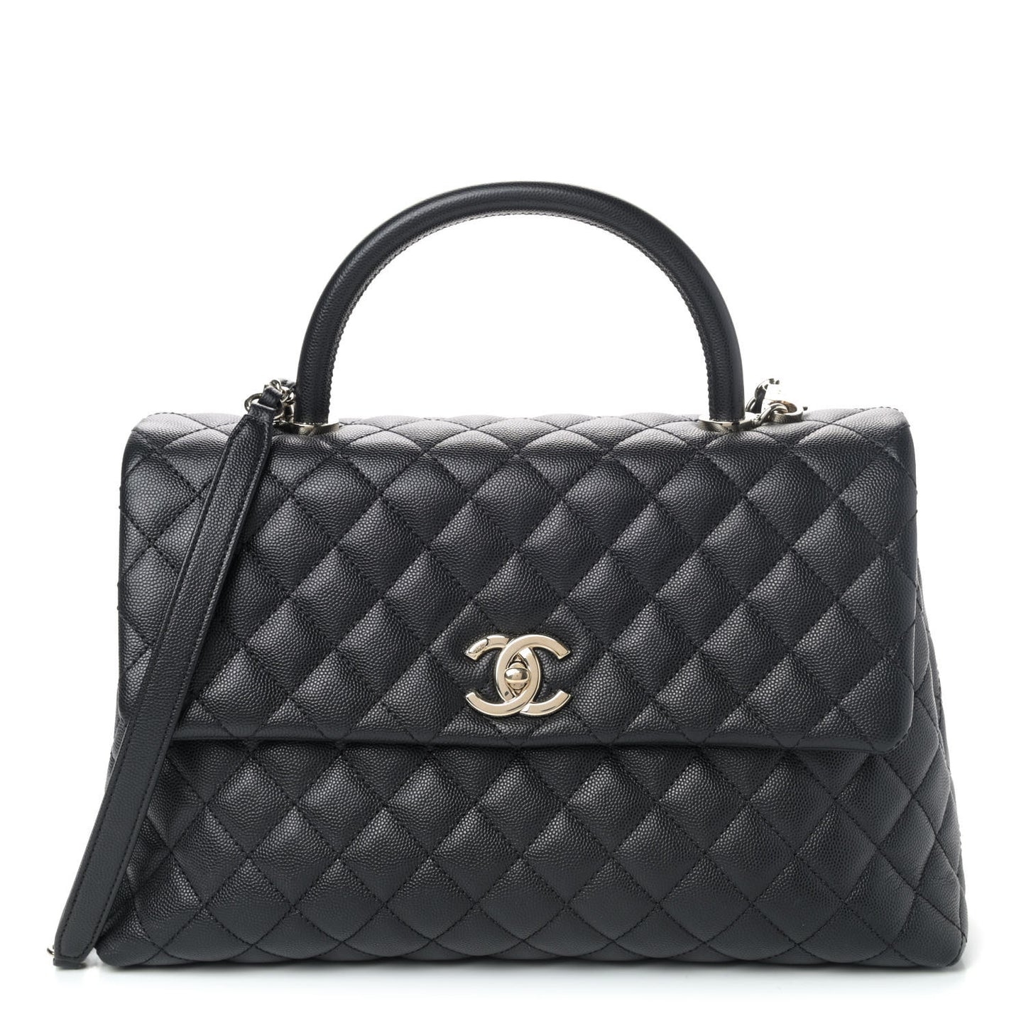 Caviar Quilted Medium Coco Handle Flap Black