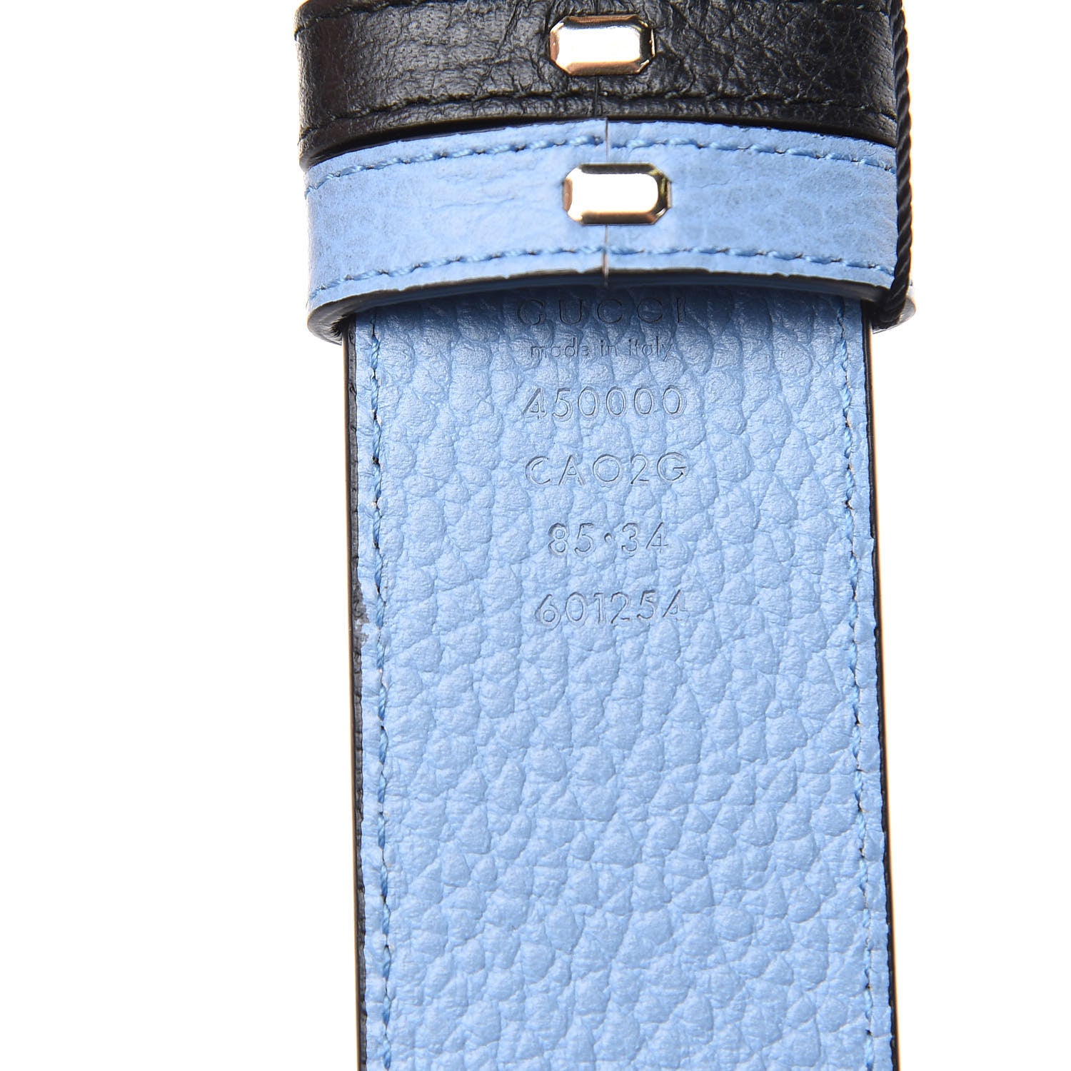 Gucci Dollar Calfskin 1973 Reversible Belt 85 34 Black Mineral Blue 5 of 5