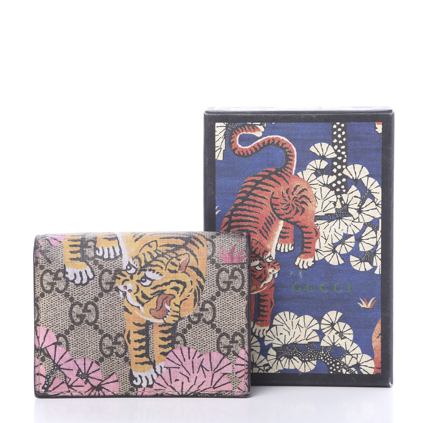 GG Supreme Monogram Bengal Card Case Beige Pink