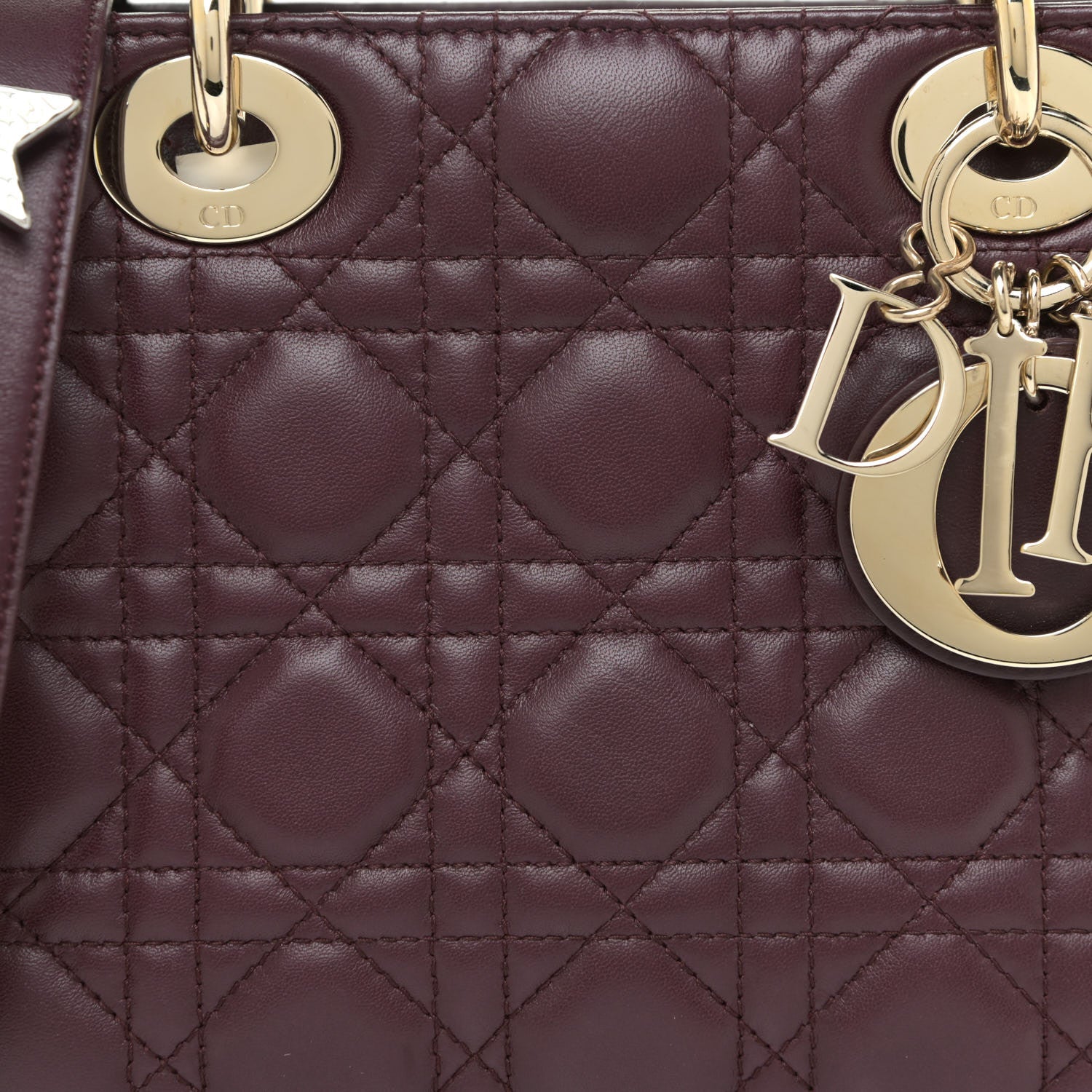 Christian Dior Lambskin Cannage Small Lucky Badges My Lady Dior Burgundy 7 of 15