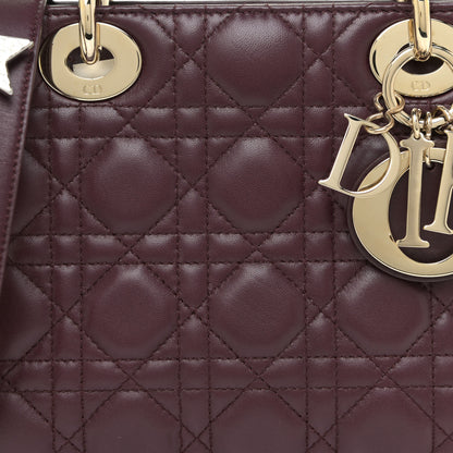 Christian Dior Lambskin Cannage Small Lucky Badges My Lady Dior Burgundy 7 of 15