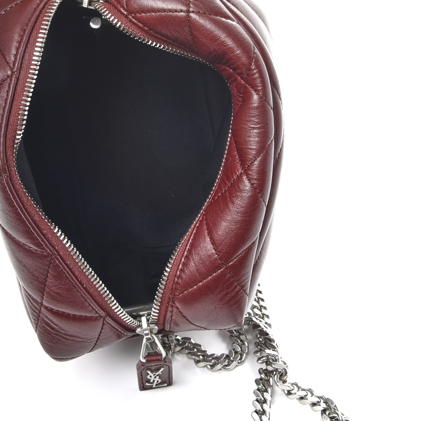 Calfskin Y Quilted Monogram Small Loulou Bowling Bag Burgundy