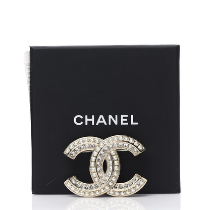 Chanel Crystal Pearl Chain Mania CC Brooch Gold 4 of 4