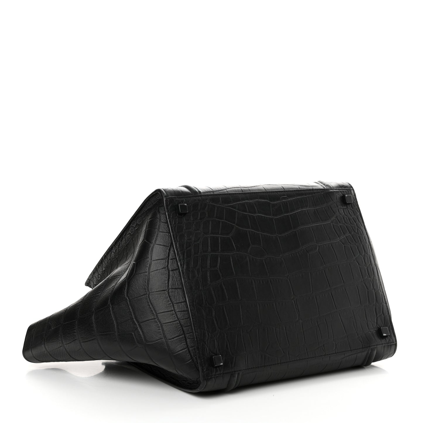 Crocodile Embossed Calfskin Medium Phantom Luggage Black