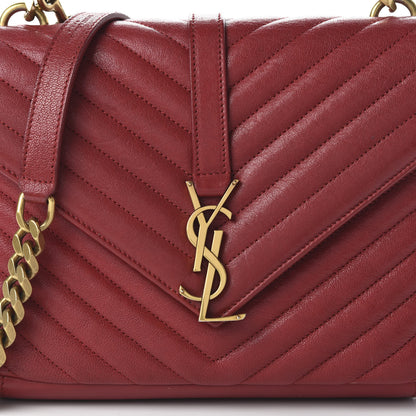 Saint Laurent Sheepskin Matelasse Chevron Monogram Medium College Bag Rouge 9 of 13