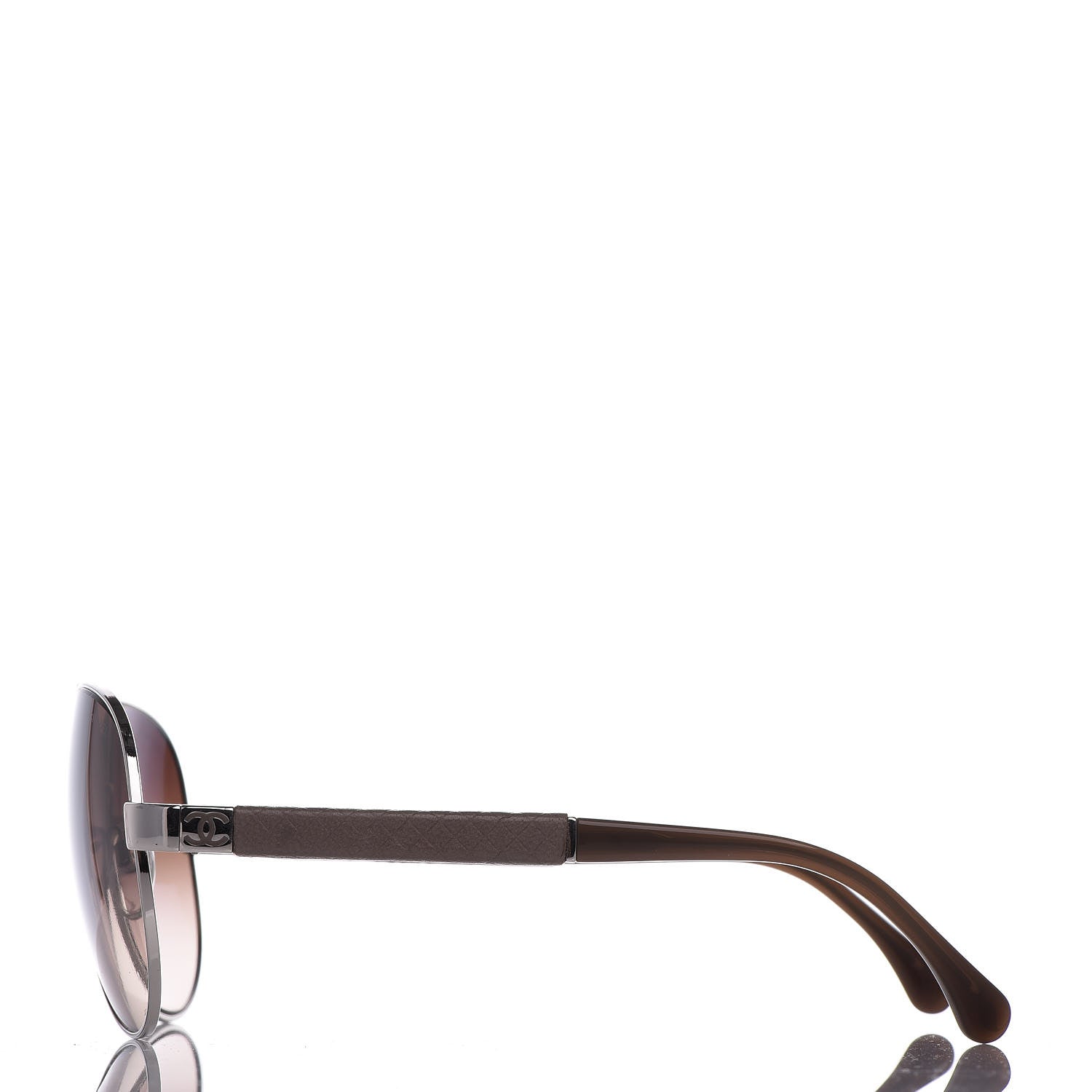 Chanel Lambskin Quilted CC Aviator Sunglasses 4195-Q Brown 3 of 9