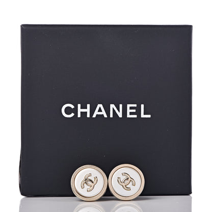 Chanel Pearl Coco Round Earrings Gold Pearly White 5 of 5