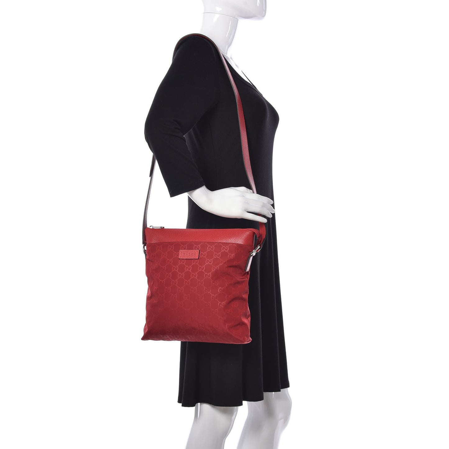 Nylon Monogram Dollar Calfskin Flat Messenger Bag Vibrant Red