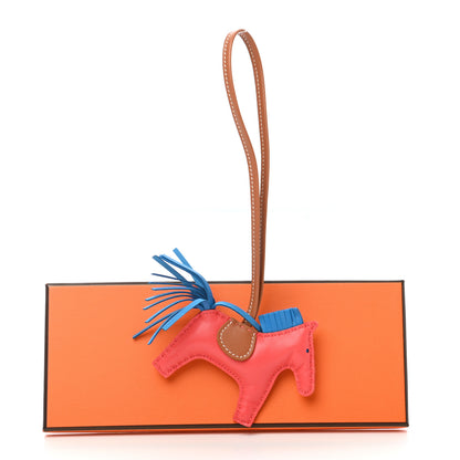 Hermes Milo Lambskin Grigri Rodeo Horse Bag Charm PM Rose Texas Bleu Zanzibar Gold 4 of 4