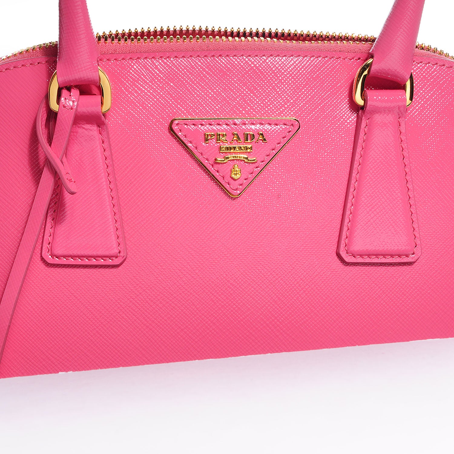 Prada Saffiano Vernice Round Dome Tote Begonia 7 of 11