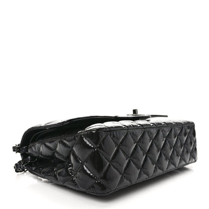 Chanel Shiny Crumpled Calfskin Quilted Medium Double Flap So Black 4 of 10