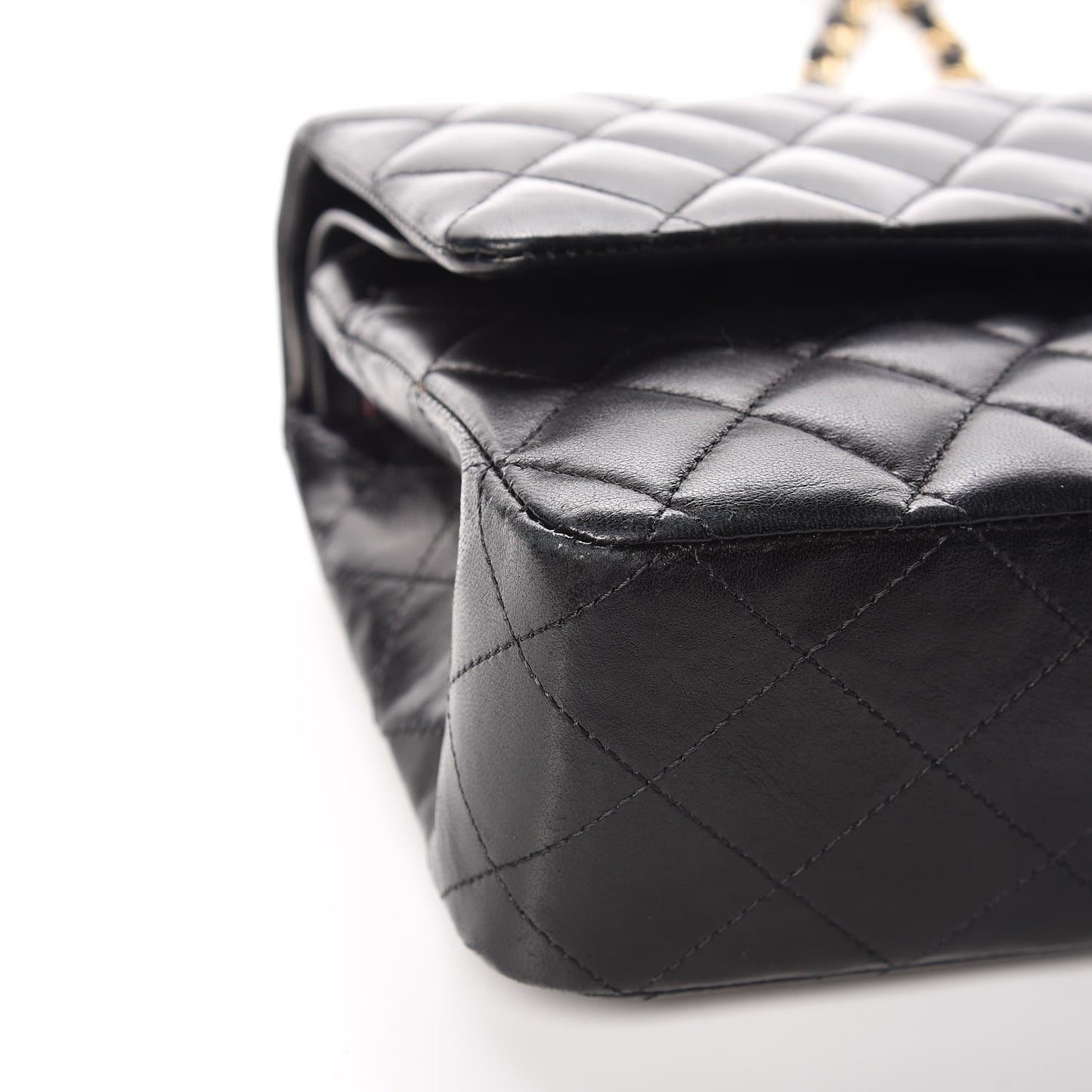 Lambskin Quilted Medium Double Flap Black