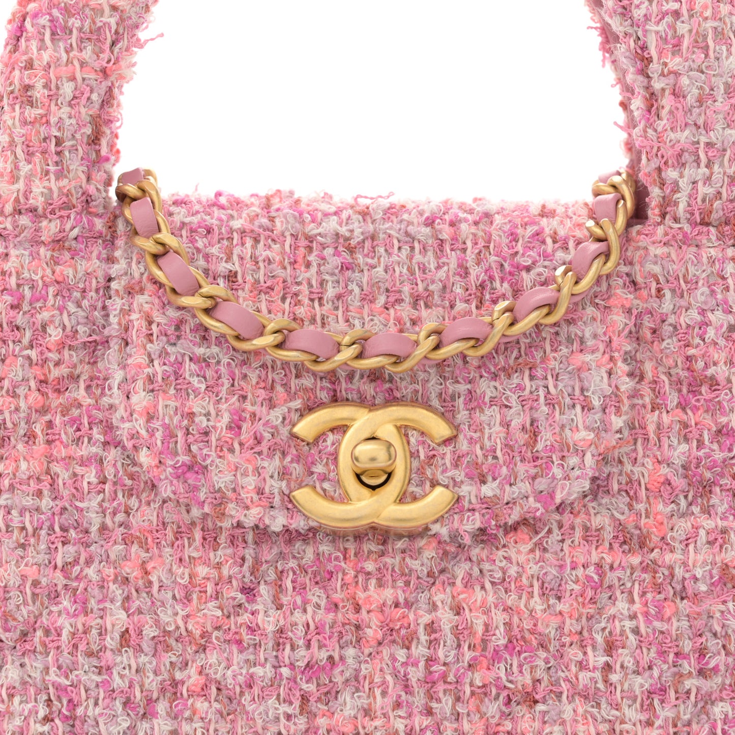 Tweed Quilted Nano Kelly Shopper Pink