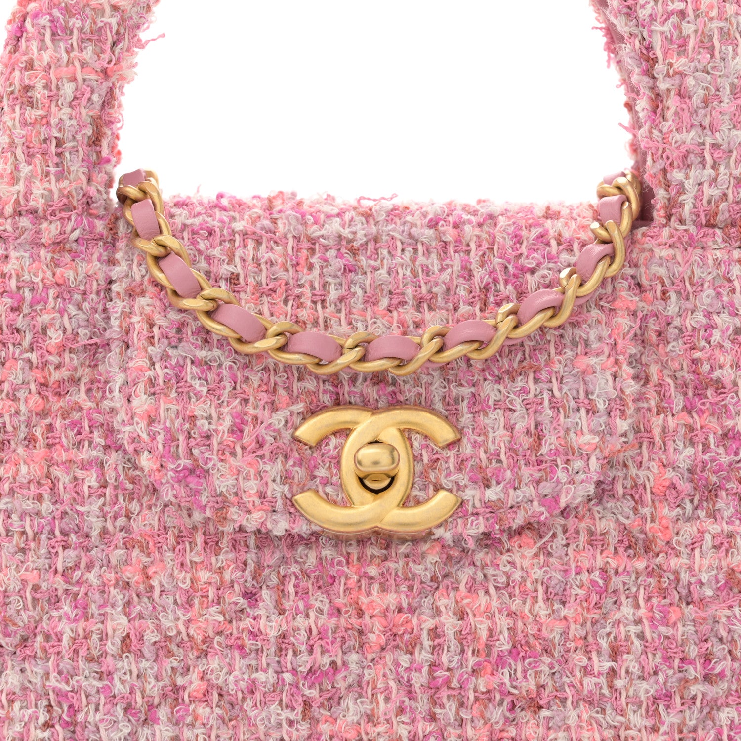 Chanel Tweed Quilted Nano Kelly Shopper Pink 8 of 12