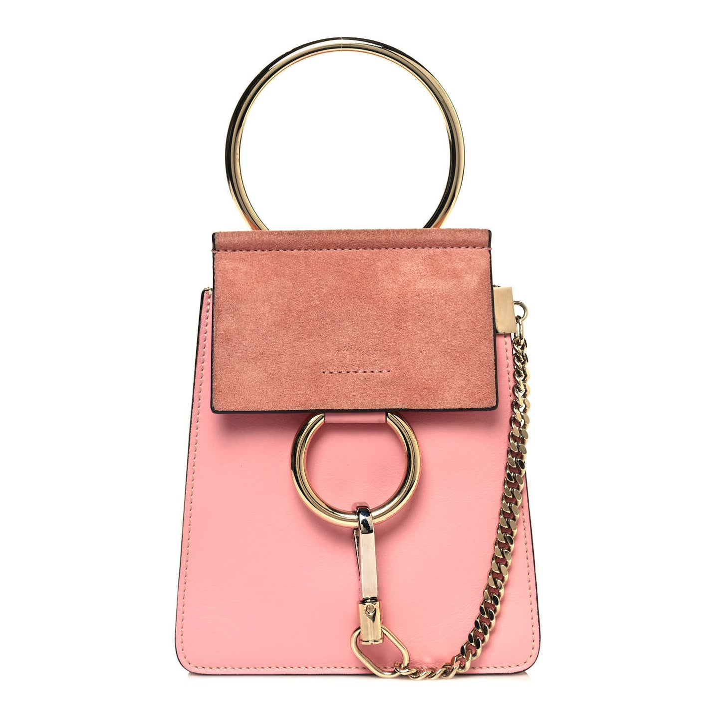 Suede Calfskin Mini Faye Bracelet Bag Washed Pink