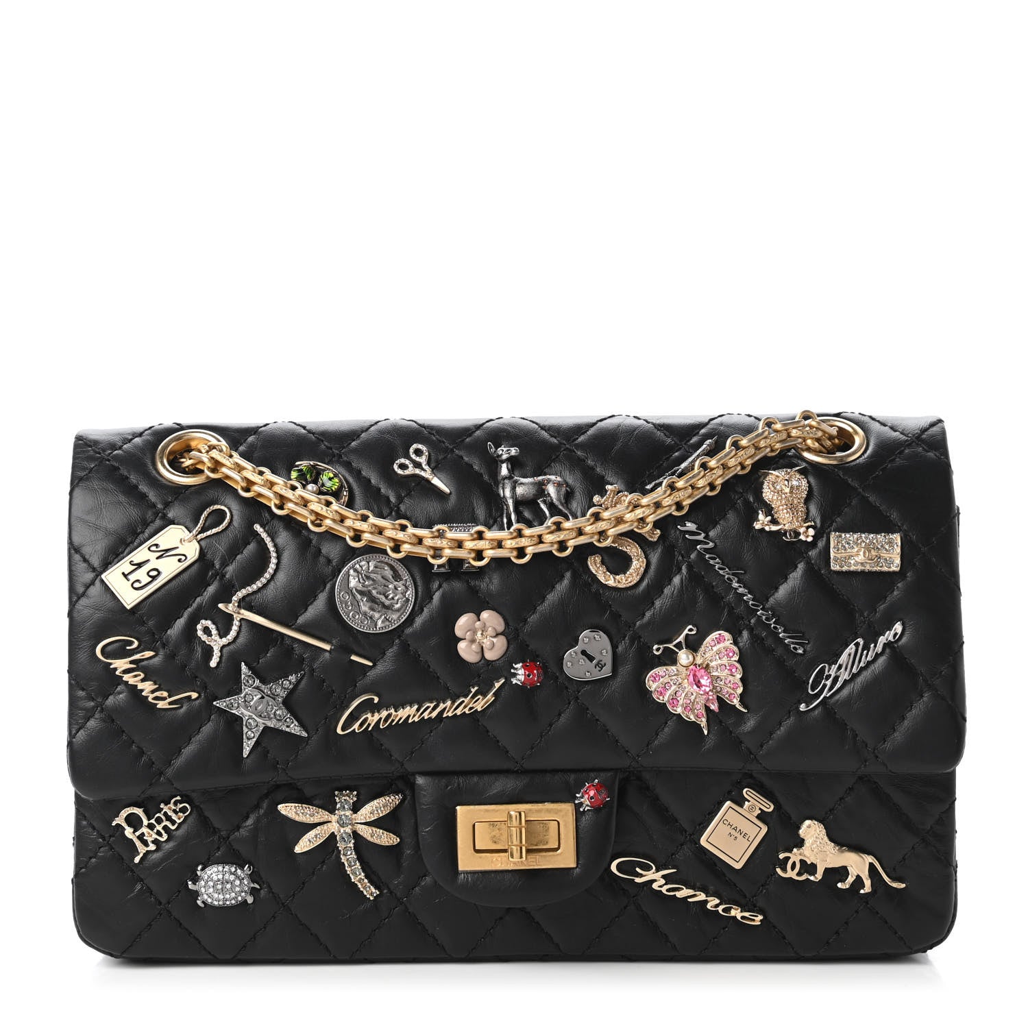 Chanel Aged Calfskin Lucky Charms 2.55 Reissue 225 Flap Black 1 of 11
