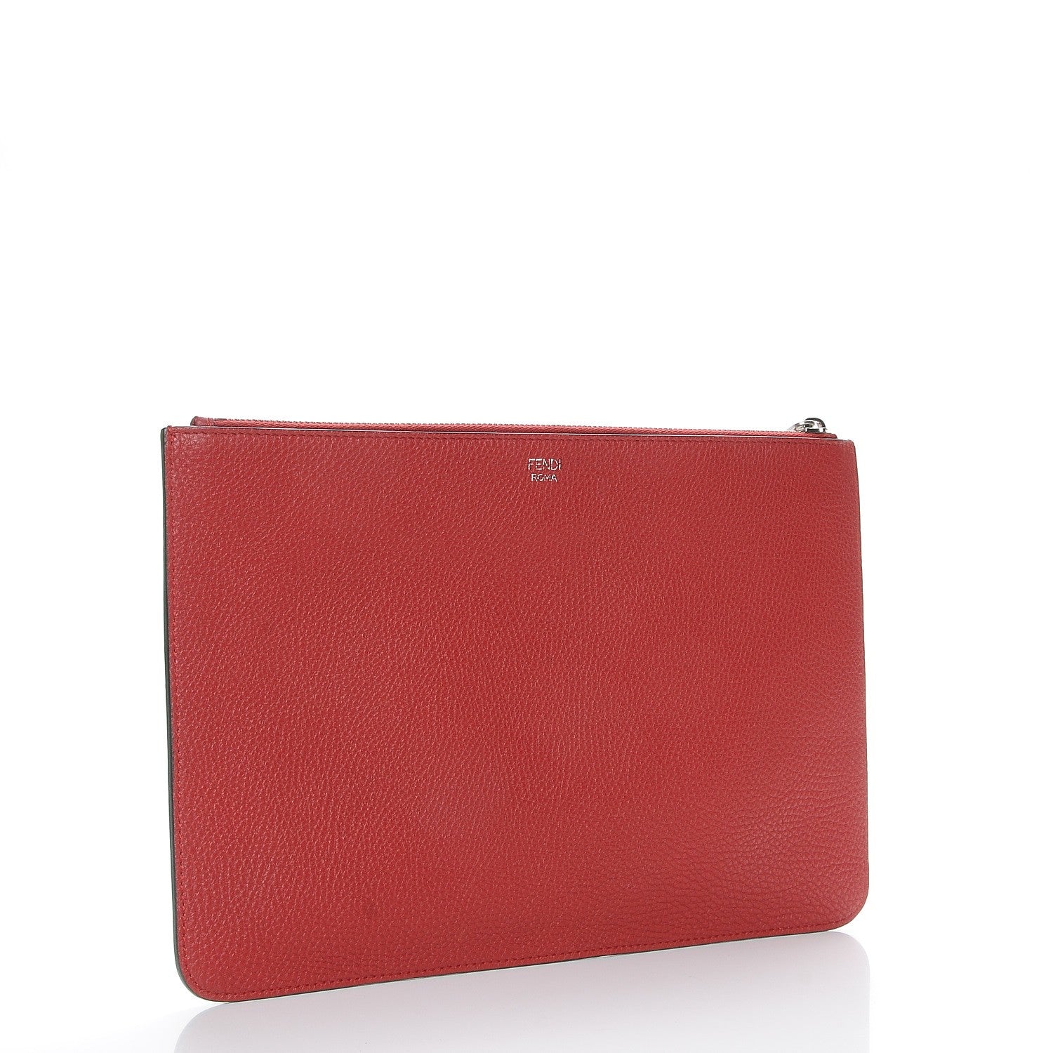 Fendi Calfskin Faces Pouch Rosso 3 of 9