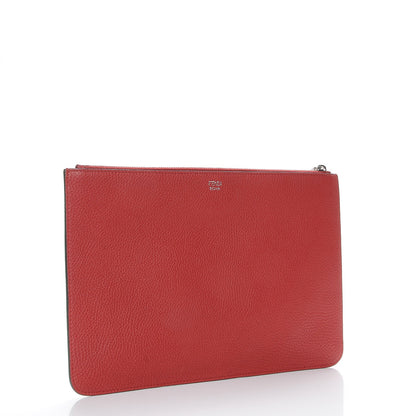 Fendi Calfskin Faces Pouch Rosso 3 of 9