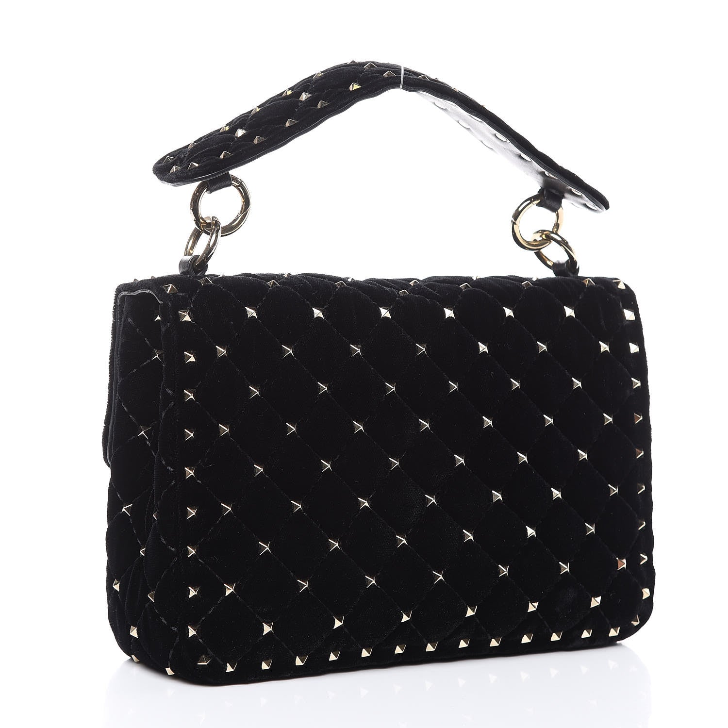 Valentino Garavani Velvet Medium Rockstud Spike Shoulder Bag Black 3 of 10
