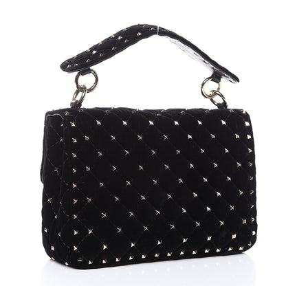 Valentino Garavani Velvet Medium Rockstud Spike Shoulder Bag Black 3 of 10