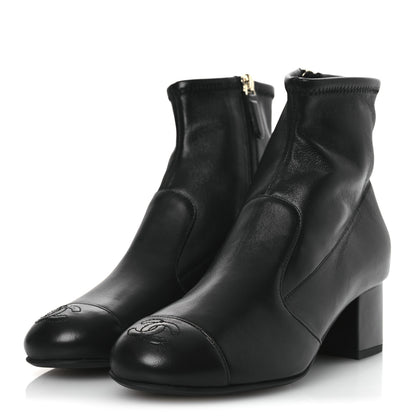 Chanel Stretch Lambskin Cap Toe CC Short Boots 36.5 Black 4 of 11