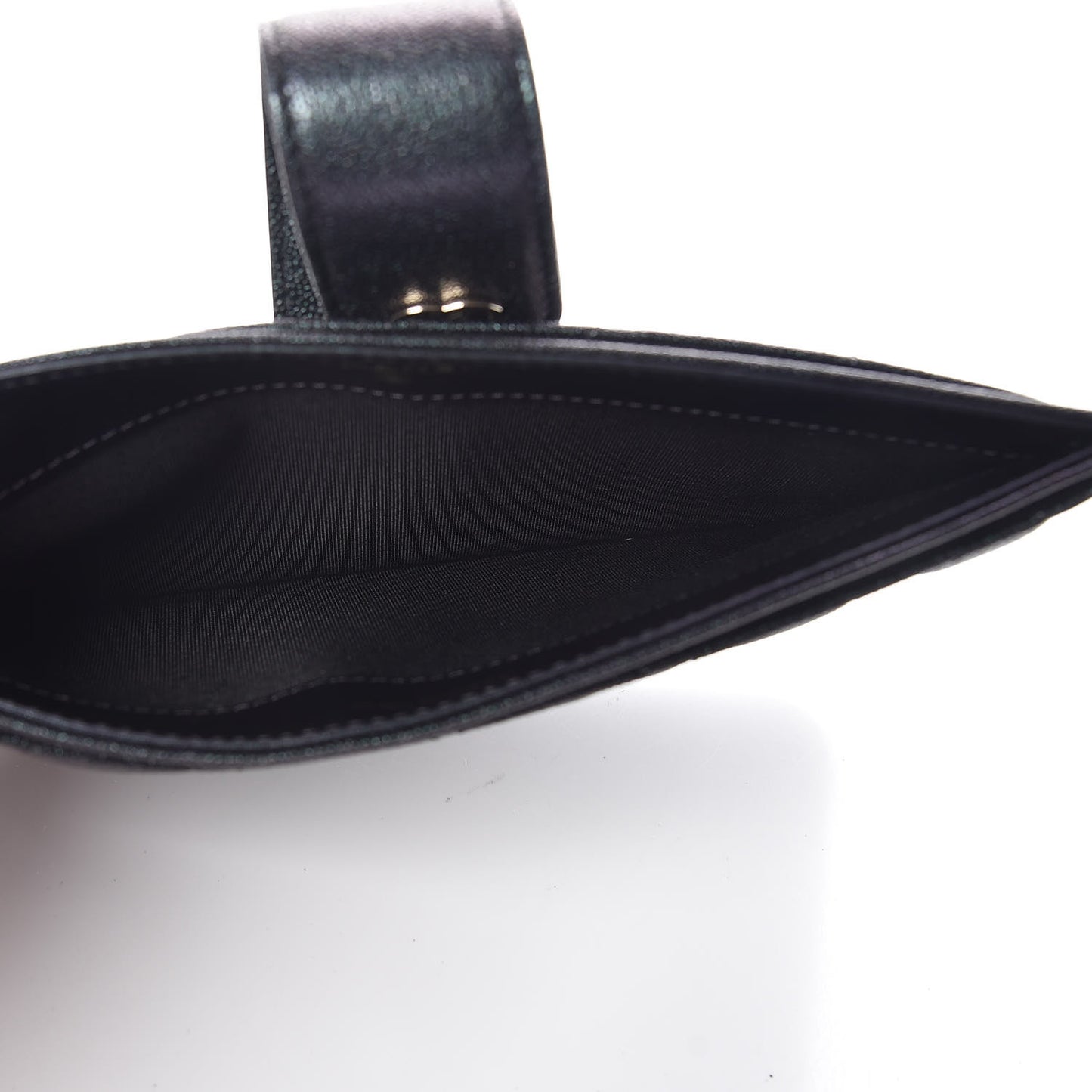 Iridescent Caviar Quilted Classic Strap Pouch Black