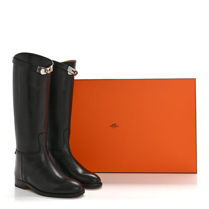 Hermes Box Kelly Jumping Boots 35.5 Black 9 of 9