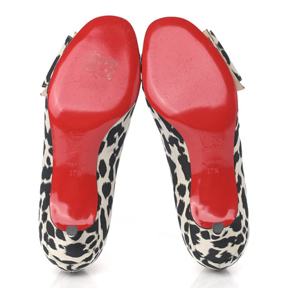 Christian Louboutin Tissu Leopardino Bow 45 Pumps 37.5 Black White 6 of 11