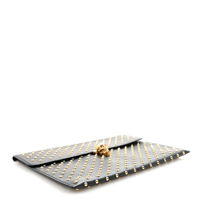 Alexander McQueen Calfskin Studded Skull Envelope Clutch Black 4 of 7