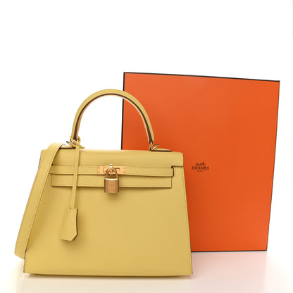 Hermes Epsom Kelly Sellier 25 Jaune Poussin 11 of 11