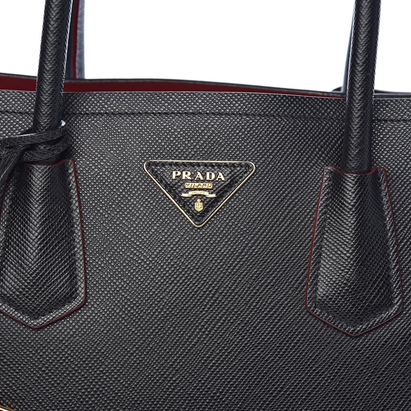 Saffiano Cuir Large Double Bag Black Fuoco