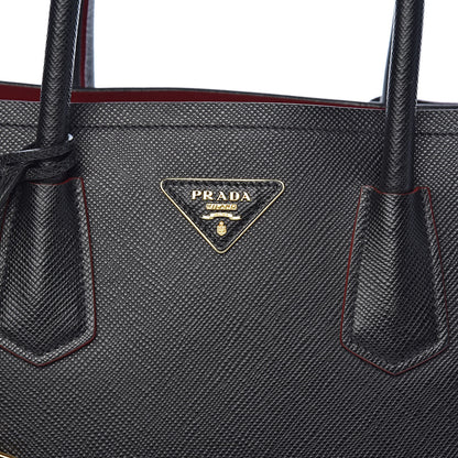 Prada Saffiano Cuir Large Double Bag Black Fuoco 15 of 15