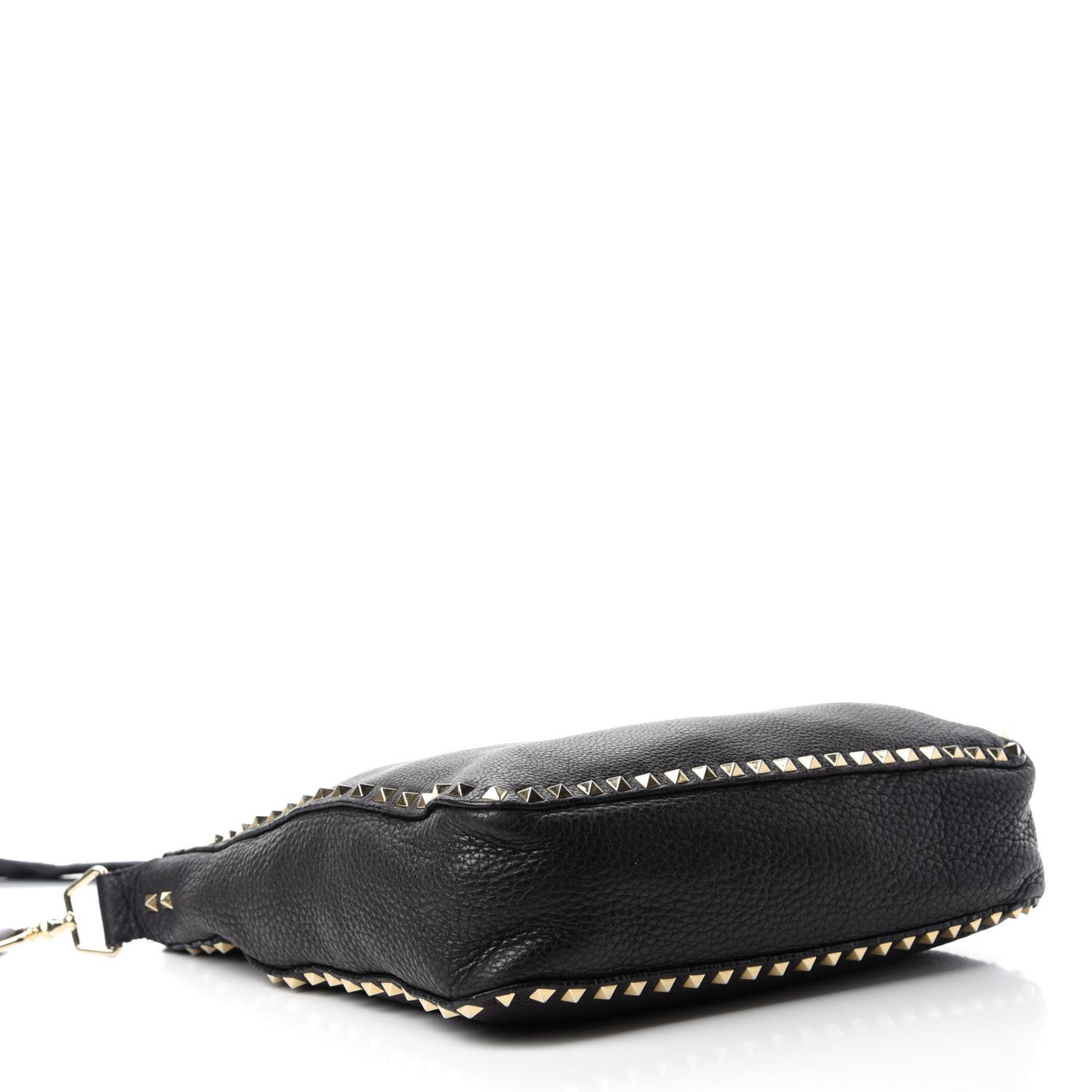 Pebbled Calfskin Large Rockstud Flip-Lock Messenger Bag Black