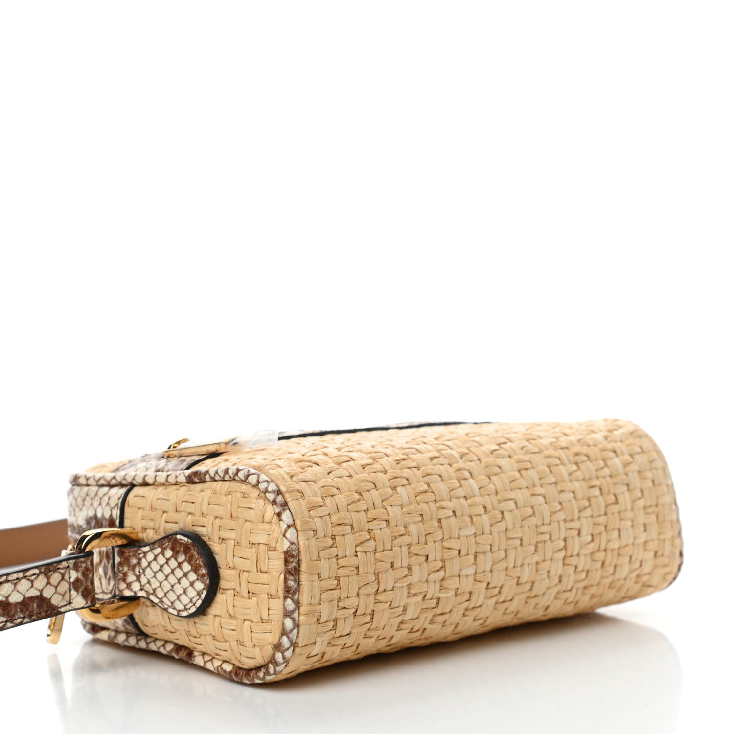 Gucci Raffia Elaphe Mini Ophidia Shoulder Bag Natural Cream Brown 4 of 11