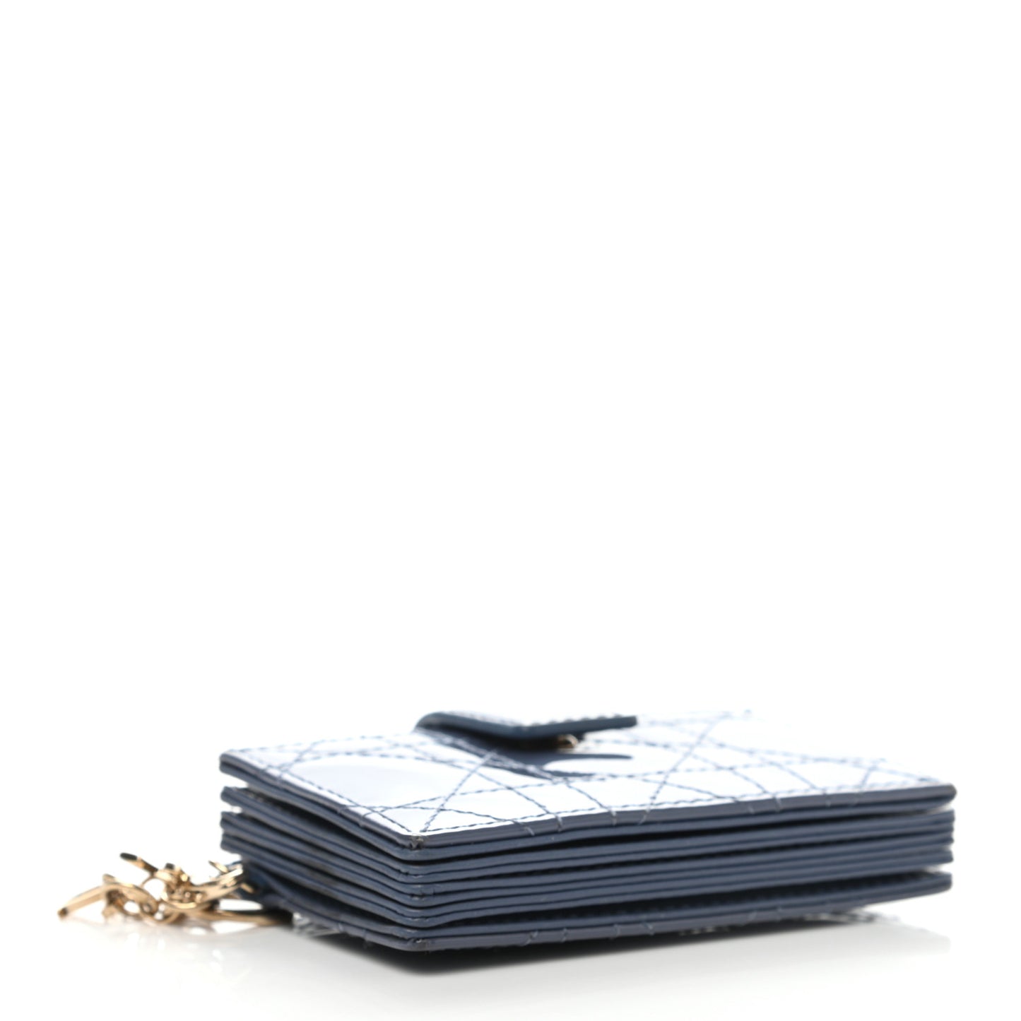 Patent Cannage Lady Dior 5-Gusset Card Holder Blue
