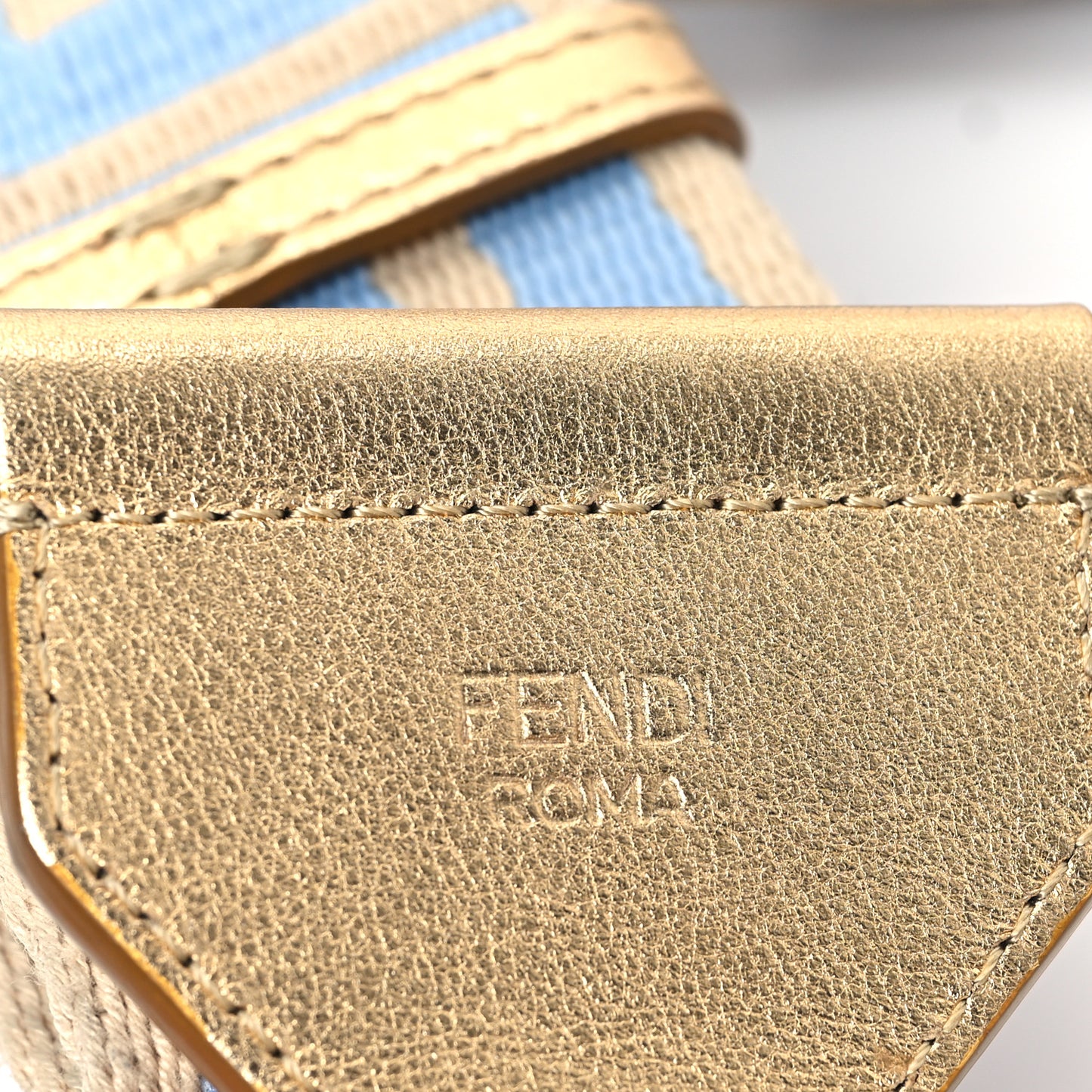 Jacquard Ribbon Vitello King FF Bi-Color Intreccio Adjustable Strap You Azzurro Baby Latte