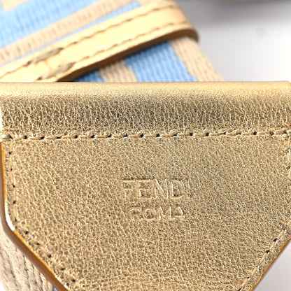 Fendi Jacquard Ribbon Vitello King FF Bi-Color Intreccio Adjustable Strap You Azzurro Baby Latte 3 of 4