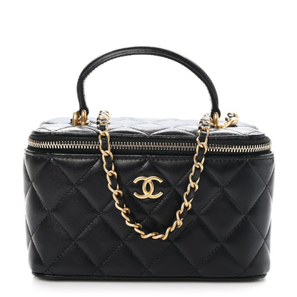 Chanel Lambskin Quilted Small Top Handle Vanity Case With Chain Black 1 of 10